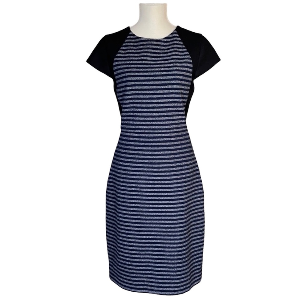 J. Crew Navy and White Striped will blend Midi Dress- Sz 10T